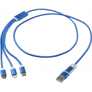 Versatile kabel do ładowania 5-1 z aluminium z recyklingu, niebieski