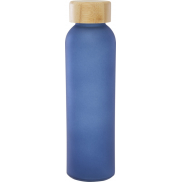 Matowa butelka ze szkła sodowo-wapniowego Lume 500 ml z zakrętką bambusową  , niebieski