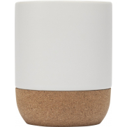 Billie kubek ceramiczny z nadrukiem sublimacyjnym o pojemności 300 ml z detalami z korka, biały