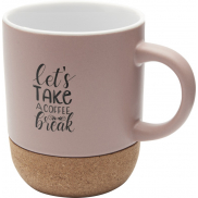 Billie kubek ceramiczny o pojemności 300 ml z detalami z korka i matowym wykończeniem, różowy