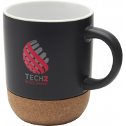 Billie kubek ceramiczny o pojemności 300 ml z detalami z korka i matowym wykończeniem, czarny