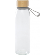 Szklana butelka na wodę Porto o pojemności 500 ml, z silikonowym uchwytem i z bambusową zakrętką, szary