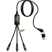 SCX.design C50 kabel szybkiego ładowania 5 w 1 o mocy 100 W/5 A z wyświetlaczem cyfrowym, czarny
