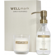 Wellmark Discovery dozownik mydła w płynie o pojemności 250 ml i zestaw świec zapachowych 150 g, biały