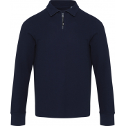 Apollo koszulka polo z zamkiem do połowy i długimi rękawami, uniseks 245 g/m², xs, niebieski