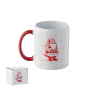 Ceramiczny kubek 300ml - biały/czerwony