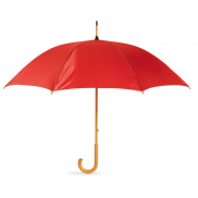 Parasol z drewnianą rączką - czerwony