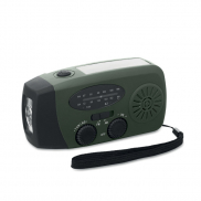 Przenośne radio z latarką LED - ciemnozielony