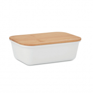 Lunchbox z bambusową pokrywką - biały