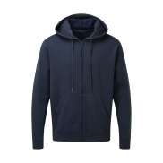 Męska bluza na zamek z kapturem - denim