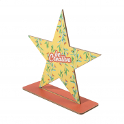 Personalizowane drewniane trofeum, gwiazda - naturalny