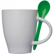 Kubek ceramiczny z łyżeczką PALERMO 250 ml - zielony
