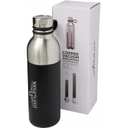 Miedziany izolowany próżniowo bidon Koln o pojemności 590 ml, czarny