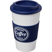 Kubek termiczny z serii Americano® o pojemności 350 ml z uchwytem, biały, niebieski