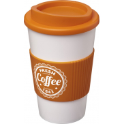 Kubek termiczny z serii Americano® o pojemności 350 ml z uchwytem, biały, pomarańczowy