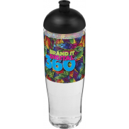 Bidon H2O Tempo® o pojemności 700 ml z wypukłym wieczkiem, biały, czarny