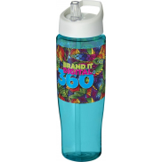 Bidon H2O Tempo® o pojemności 700 ml z wieczkiem z słomką, niebieski, biały