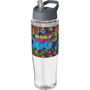 Bidon H2O Tempo® o pojemności 700 ml z wieczkiem z słomką, biały, szary