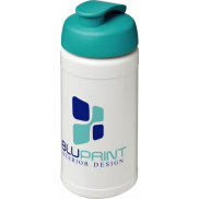 Bidon Baseline® Plus o pojemności 500 ml z wieczkiem zaciskowym, biały, niebieski