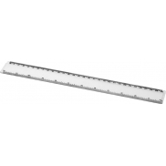 Linijka Renzo o długości 30 cm wykonana z tworzywa sztucznego, biały