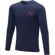 Męski T-shirt organiczny Ponoka z długim rękawem, l, niebieski