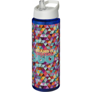 Bidon H2O Vibe o pojemności 850 ml z wieczkiem z dzióbkiem, niebieski, biały