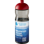Bidon H2O Eco o pojemności 650 ml z wypukłym wieczkiem, szary, czerwony