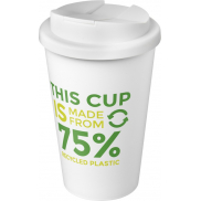 Kubek Americano® Eco z recyklingu o pojemności 350 ml z pokrywą odporną na zalanie, biały