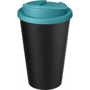 Kubek Americano® Eco z recyklingu o pojemności 350 ml z pokrywą odporną na zalanie, niebieski, czarny
