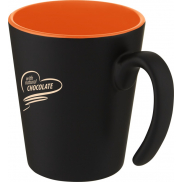 Kubek ceramiczny Oli o pojemności 360 ml z uchwytem, pomarańczowy, czarny