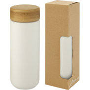 Lumi ceramiczny kubek z bambusową pokrywką o pojemności 300 ml, biały