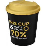 Kubek Americano® Espresso Eco z recyklingu o pojemności 250 ml z pokrywą odporną na zalanie , czarny, żółty
