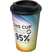 Brite-Americano® Recycled kubek izolowany o pojemności 350 ml, biały, czarny