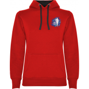 Urban damska bluza z kapturem 280 g/m², s, czerwony, czarny