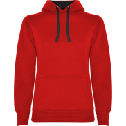 Urban damska bluza z kapturem 280 g/m², xl, czerwony, czarny