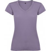 Victoria damska koszulka z krótkim rękawem i dekoltem w serek 155 g/m², 2xl, fioletowy