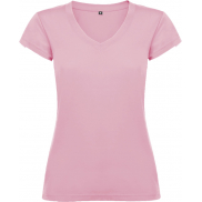 Victoria damska koszulka z krótkim rękawem i dekoltem w serek 155 g/m², 3xl, różowy