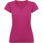 Victoria damska koszulka z krótkim rękawem i dekoltem w serek 155 g/m², 3xl, różowy