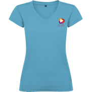 Victoria damska koszulka z krótkim rękawem i dekoltem w serek 155 g/m², 2xl, niebieski