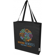 Madras torba na zakupy z bawełny z recyklingu z certyfikatem GRS 140 g/m² z dnem 12L, czarny