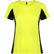 Shanghai sportowa koszulka damska z krótkim rękawem 140 g/m², 2xl, żółty, czarny