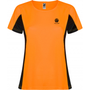 Shanghai sportowa koszulka damska z krótkim rękawem 140 g/m², m, pomarańczowy, czarny