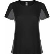 Shanghai sportowa koszulka damska z krótkim rękawem 140 g/m², xl, czarny, szary