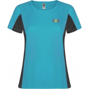 Shanghai sportowa koszulka damska z krótkim rękawem 140 g/m², 2xl, niebieski, szary