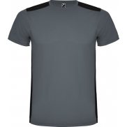Detroit sportowa koszulka unisex z krótkim rękawem 130 g/m², xl, szary, czarny