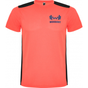Detroit sportowa koszulka unisex z krótkim rękawem 130 g/m², xl, czerwony, czarny