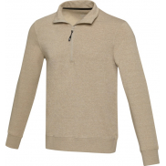 Tin sweter unisex Aware™ z materiałów z recyklingu z zamkiem błyskawicznym na 1/4 długości 280 g/m², xs, piasek pustyni