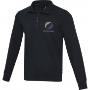 Tin sweter unisex Aware™ z materiałów z recyklingu z zamkiem błyskawicznym na 1/4 długości 280 g/m², s, niebieski