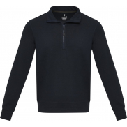Tin sweter unisex Aware™ z materiałów z recyklingu z zamkiem błyskawicznym na 1/4 długości 280 g/m², l, niebieski