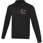Tin sweter unisex Aware™ z materiałów z recyklingu z zamkiem błyskawicznym na 1/4 długości 280 g/m², xs, czarny